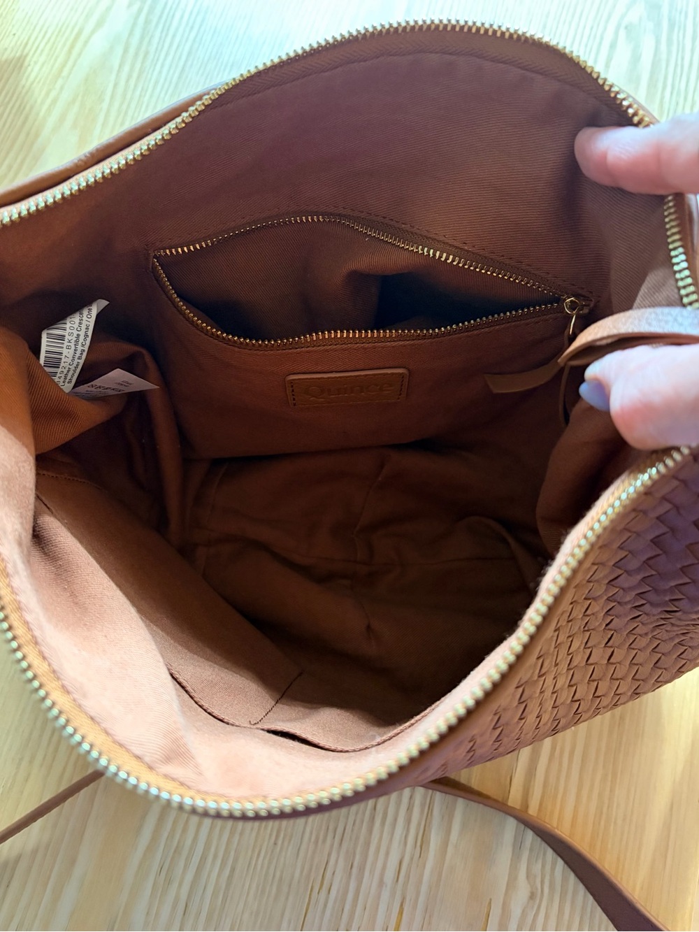Sloane Handwoven Crescent Shoulder Bag in Cognac Quince - Picture 8 of 9